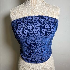 Beautiful blue velvet fringe scarf